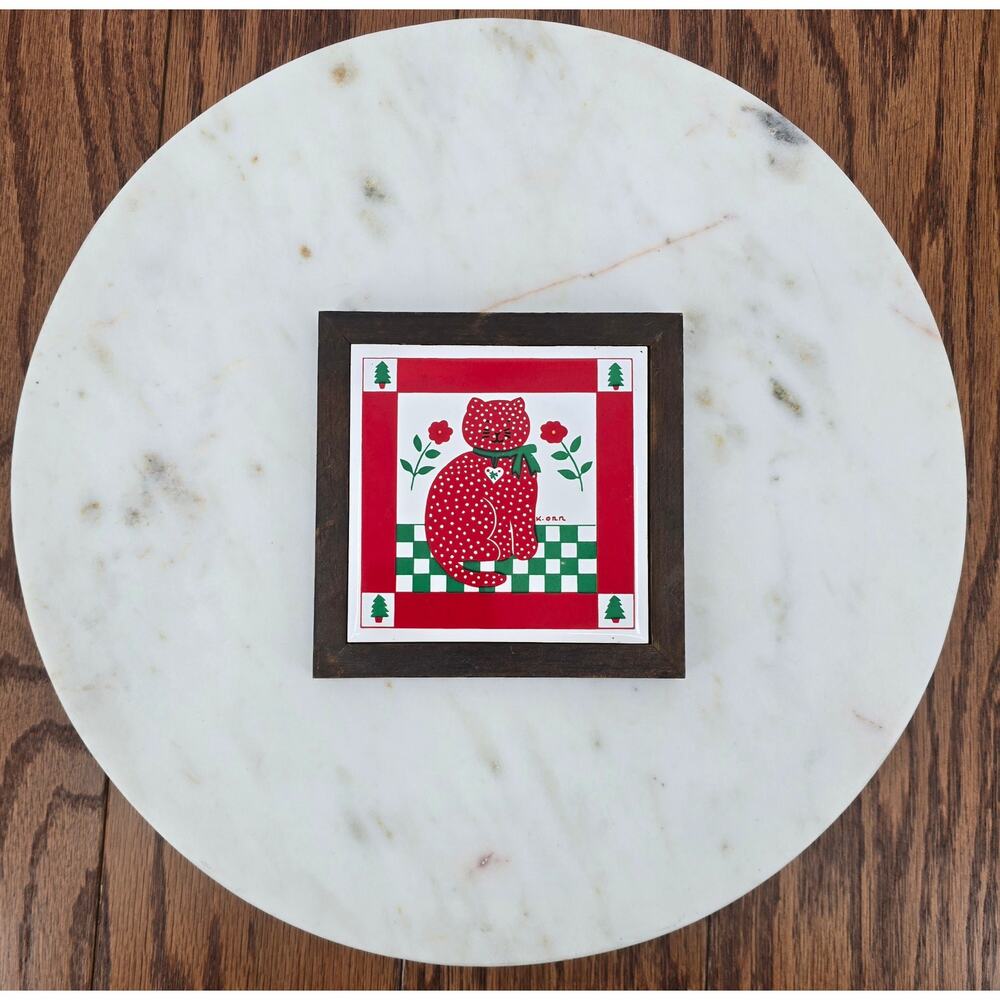 Vintage K Orr Kitty Trivet Wall Hang